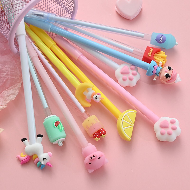 ( MỰC XANH ) 10 Bút Mực Nước Màu Xanh Kiểu Dáng Cute