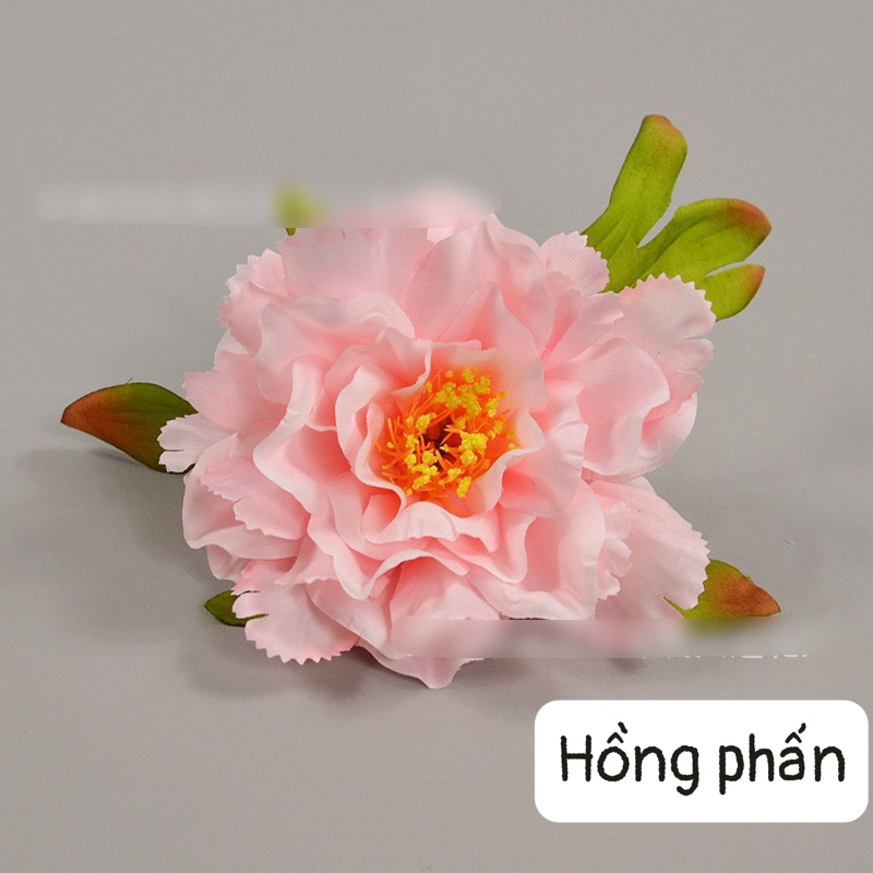 ĐẦU BÔNG HOA MẪU ĐƠN,HOA LỤA TRANG TRÍ TẾT 9CM LÁ DÀI