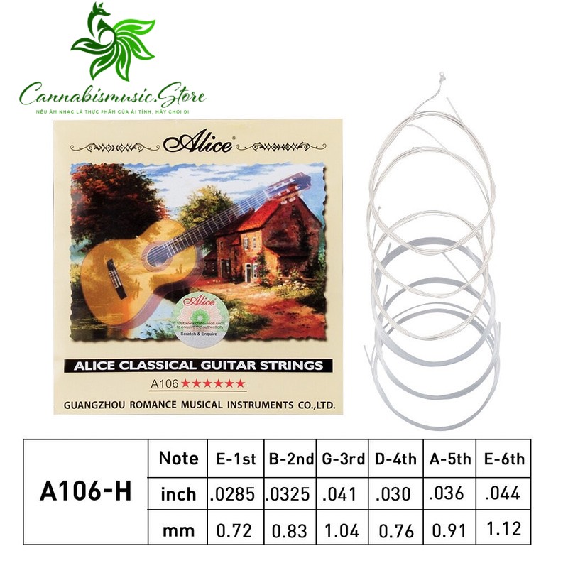 [Genuine] set guitar strings Alice AC106 nylon strings for men Classic & wire retail from 1 đến 6 (1st,2nd,3rd,4th,5th,6th)