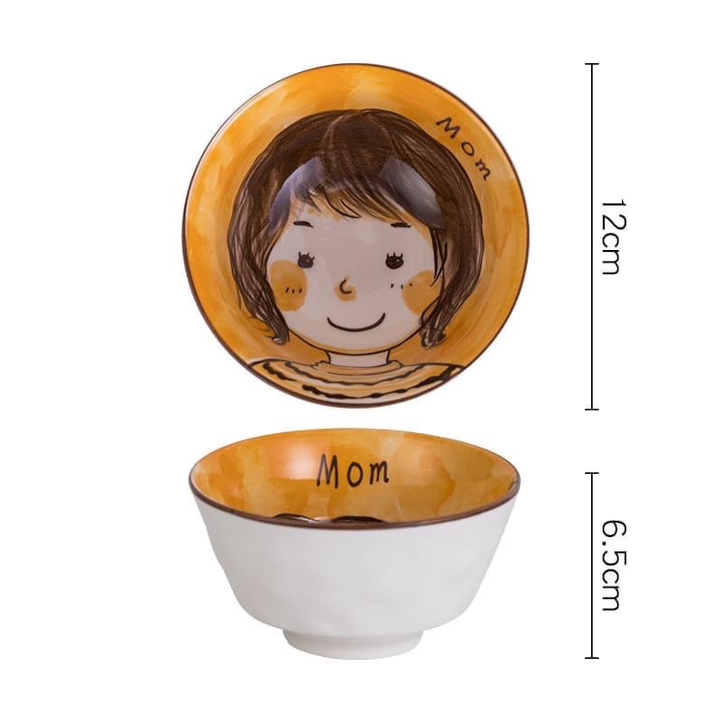 Set bát Sứ Hình Gia đình bố mẹ và con