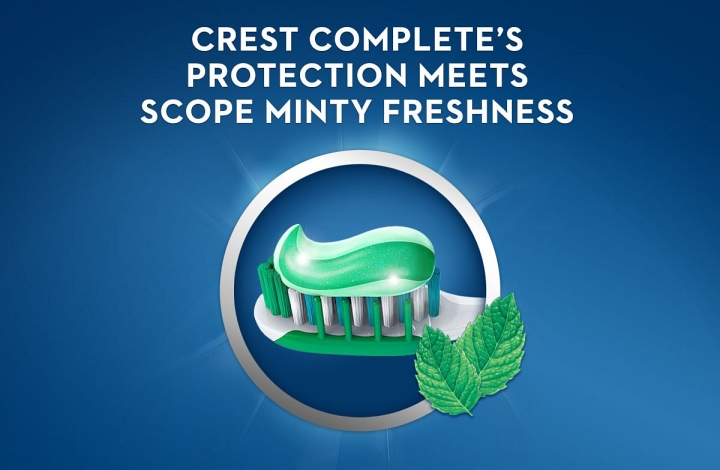 Kem đánh răng Crest Complete Extra Whitening + Scope Advanced 232g - Hương Bạc Hà Tự Nhiên, Ngừa mảng bám, Ngừa đau răng