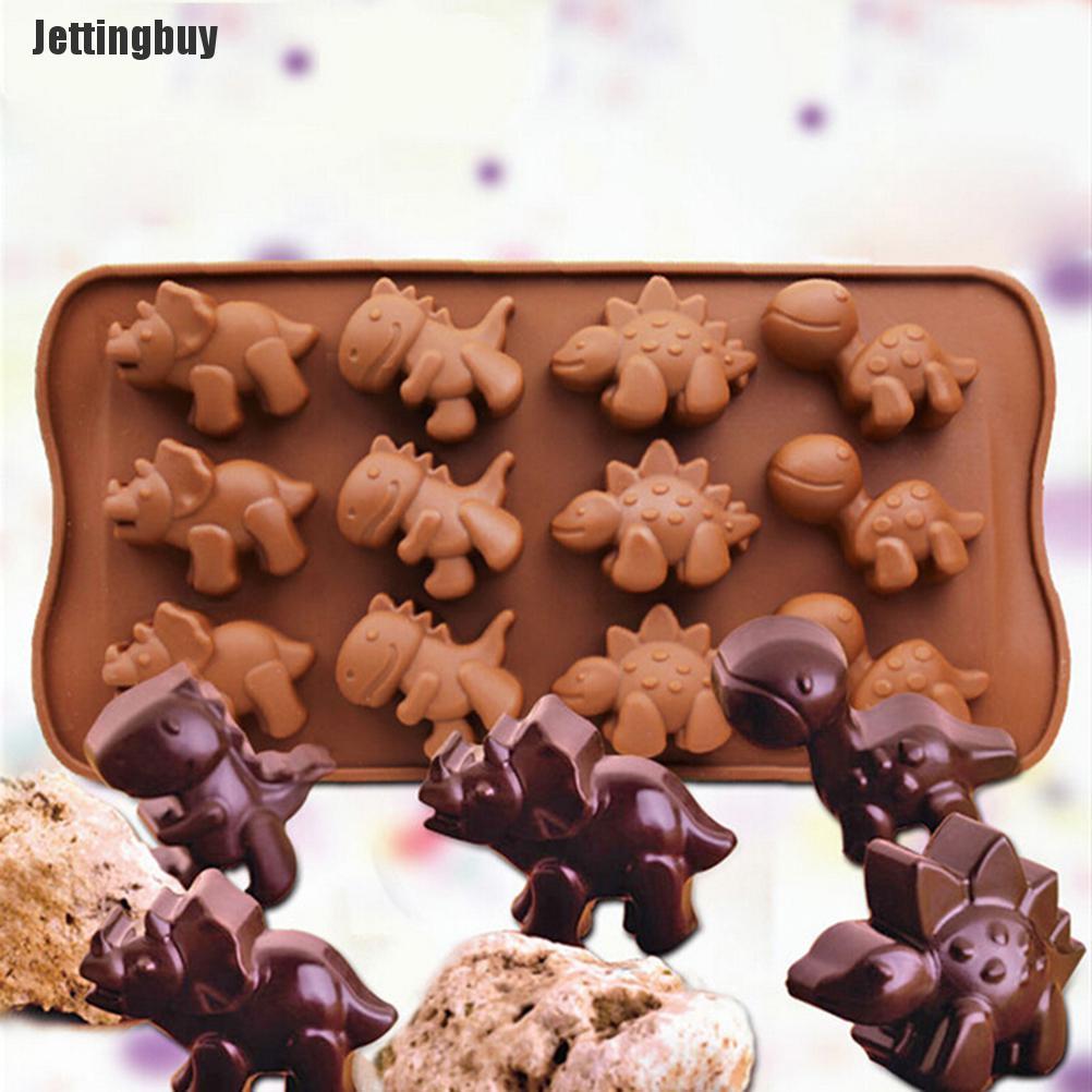 Jettingbuy Dinosaur Silicone Fondant Mould Cake Candy Jelly Chocolate Muffin Baking Mold