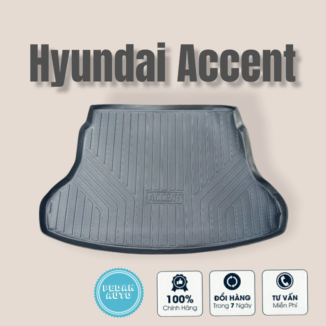 Lót cốp nhựa xe Accent 2018-2019 2020 2021 2022- chất nhựa dẻo đàn hôì Ko Mùi đúc nguyên khối và định hình 4D theo đúng biên dạng với cốp xe và model xe riêng