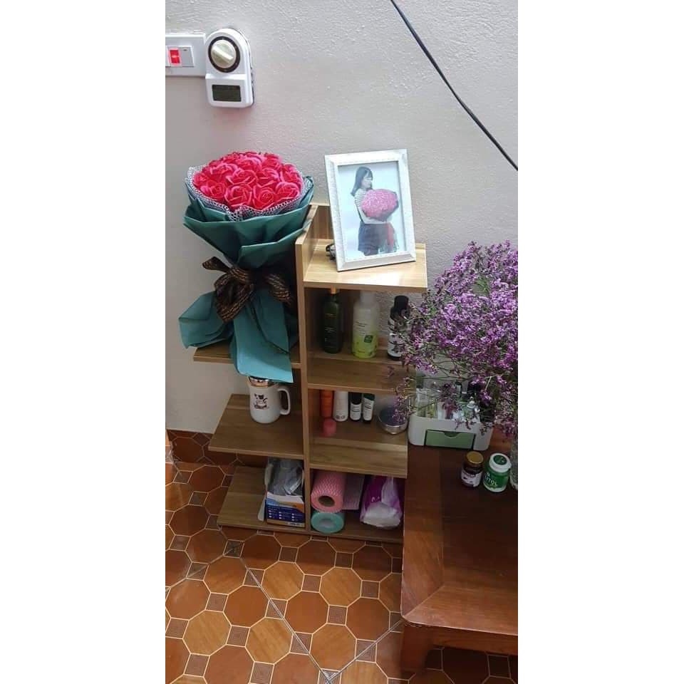 [sẵn sàng] KỆ SÁCH VÂN GỖ VUÔNG 5 TẦNG