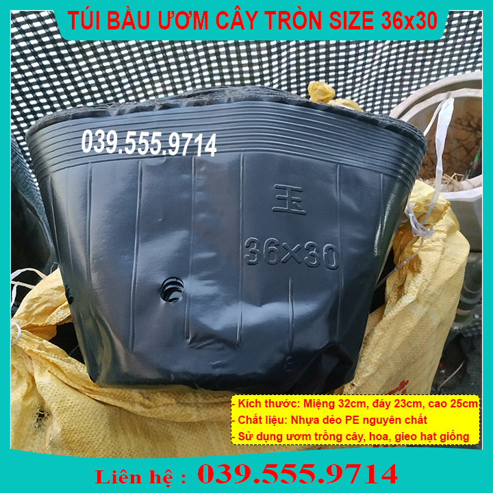1Kg Túi Bầu Đen Ươm Cây Tròn Size 36x30 -