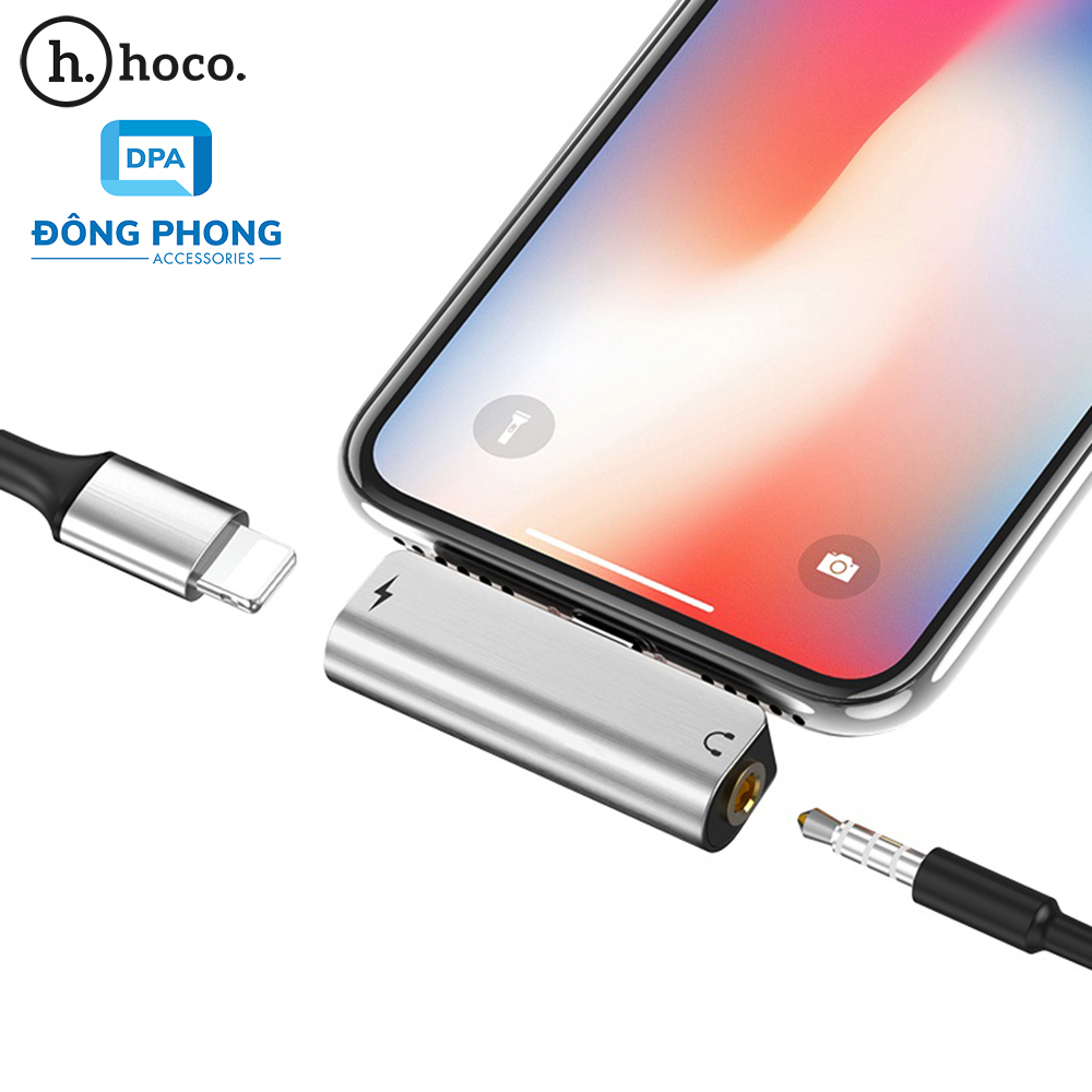 Jack Chia Cổng Lightning Ra 3.5mm 1 Ra 2 Chính Hãng Hoco LS25