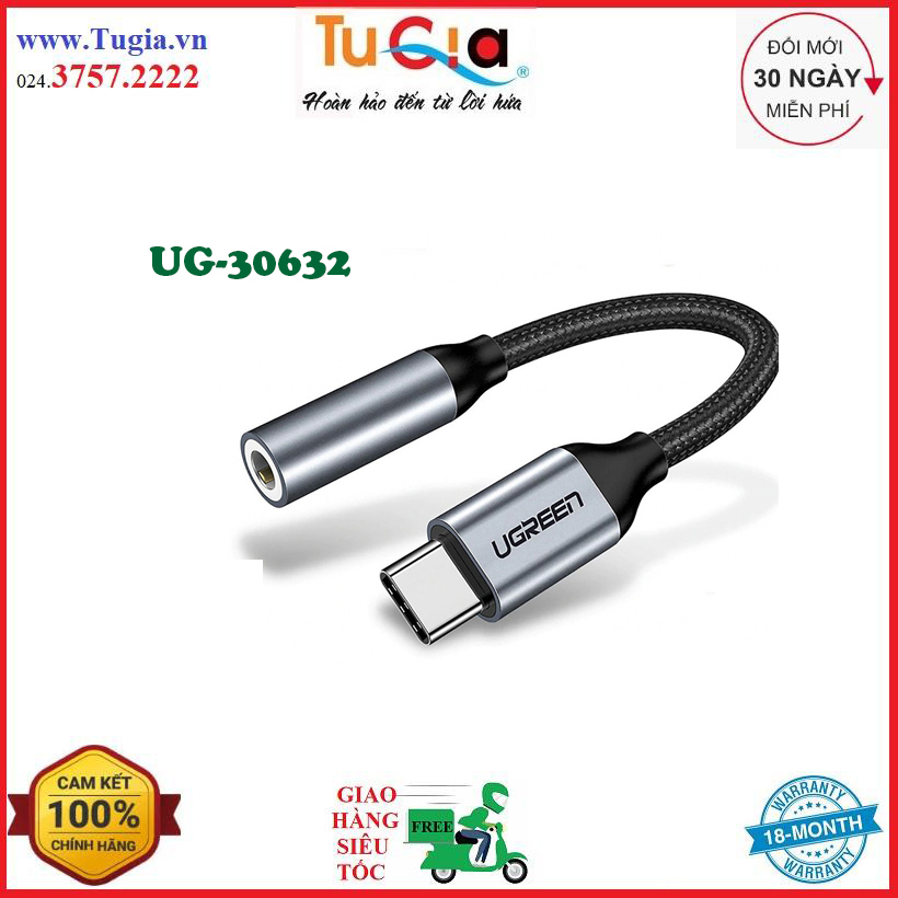 Cáp USB Type C to 3.5mm Ugreen 30632 cao cấp - Hàng Chính Hãng