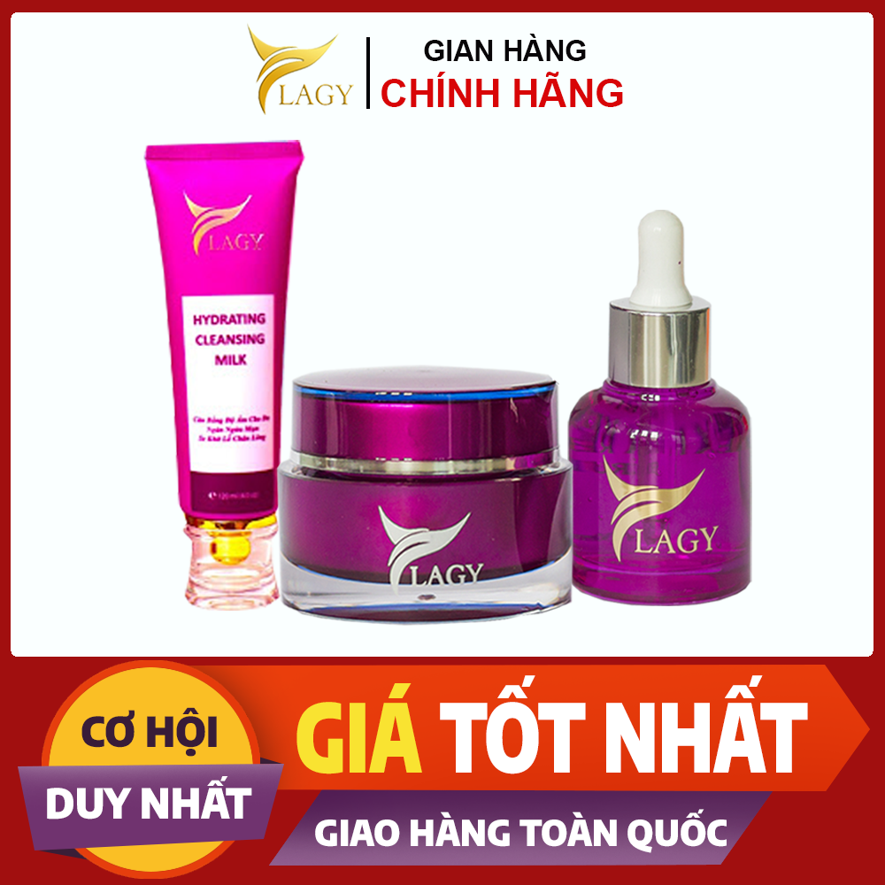Combo 3 sản phẩm Kem face serum và sữa rửa mặt YLAGY giảm thâm mụn nám tàn nhang dưỡng trắng da