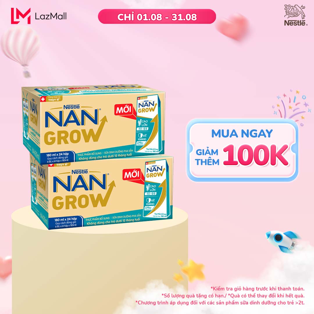 Combo 2 thùng 24 hộp sữa pha sẵn nestlé nangrow 180ml/hộp sữa mát công thức từ thụy sĩ 100% canxi giúp bé cao lớn vượt trội 6