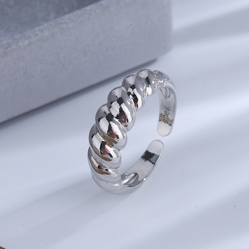 Nhẫn sừng bạc sáng dạng hở nhẫn nữ bạc 925 MS374