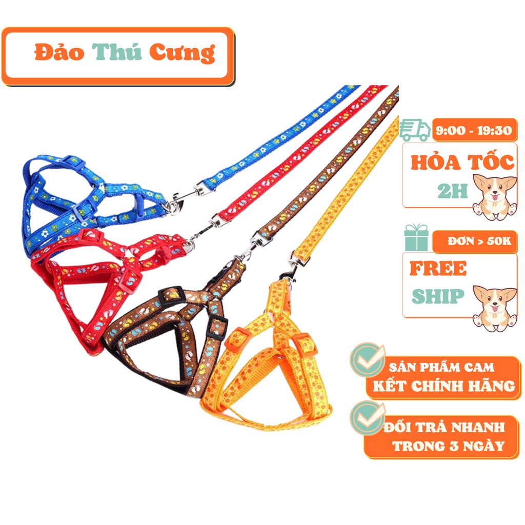 [Mã PET20K giảm 20K đơn 250K] Dây dắt chó mèo kèm yếm - Đảo Thú Cưng