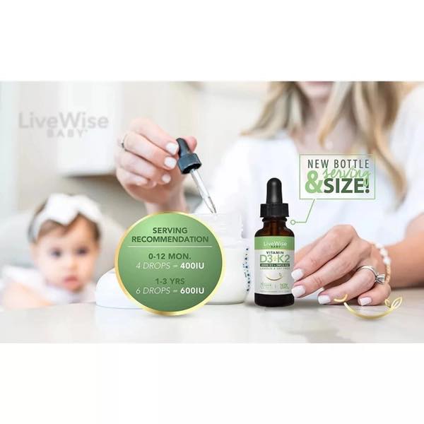 Vitamin D3 + K2 LiveWise Baby Mỹ 30ml (0-3y)