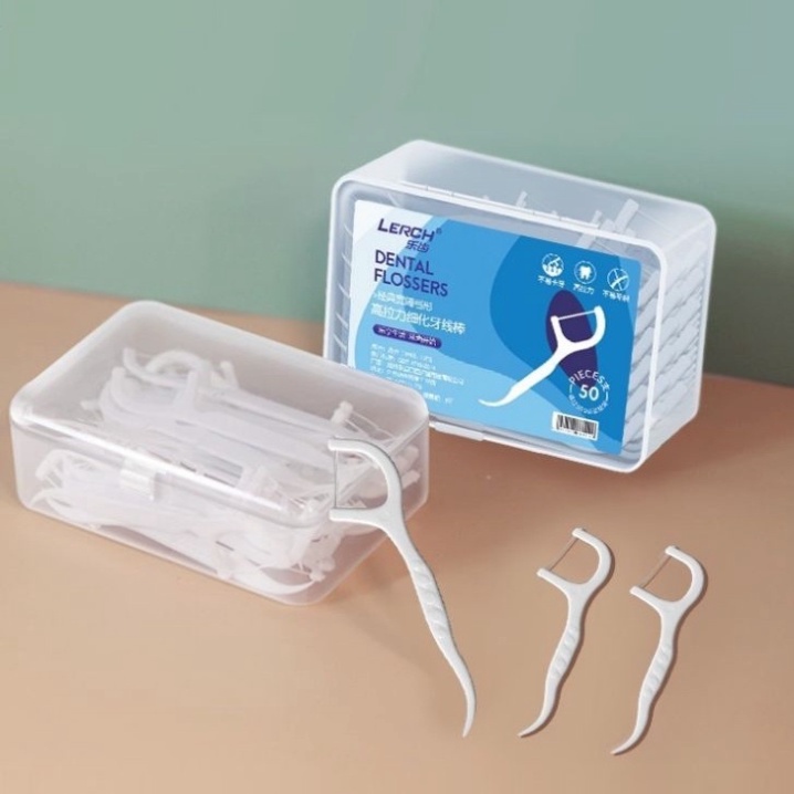 Hộp 50 chiếc tăm chỉ nha khoa sợi chỉ mảnh