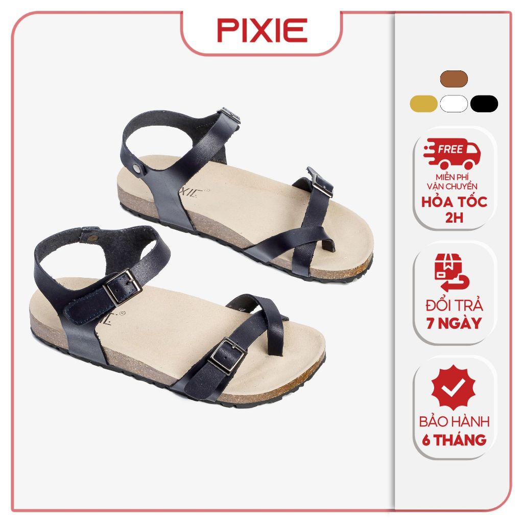 [Form to] Giày Sandal Bệt Da Thật Quai Dán Pixie H086