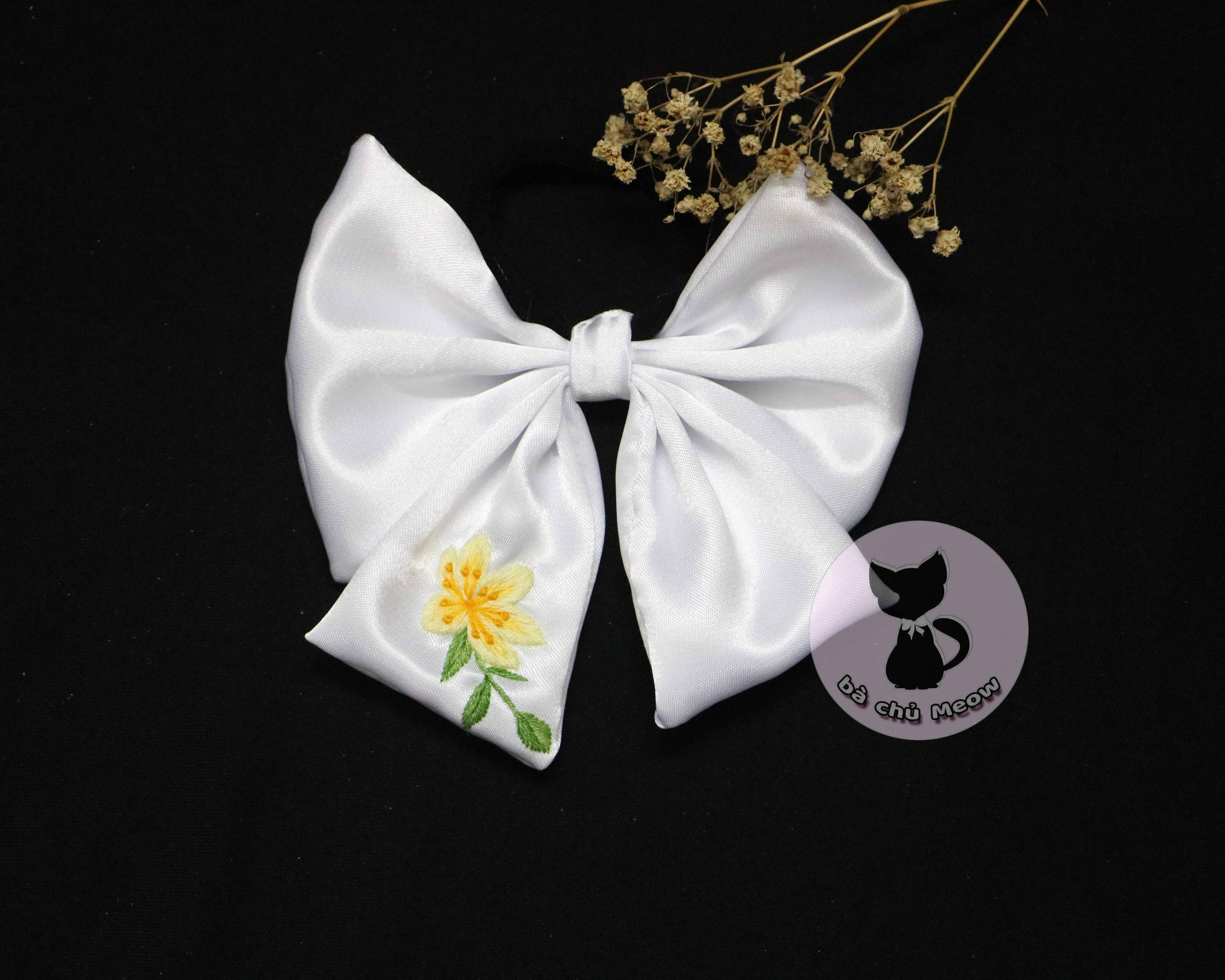 Đồ Cột Tóc Hoa - Dây Cột Tóc Thêu Tay - Scrunchies Thắt Nơ
