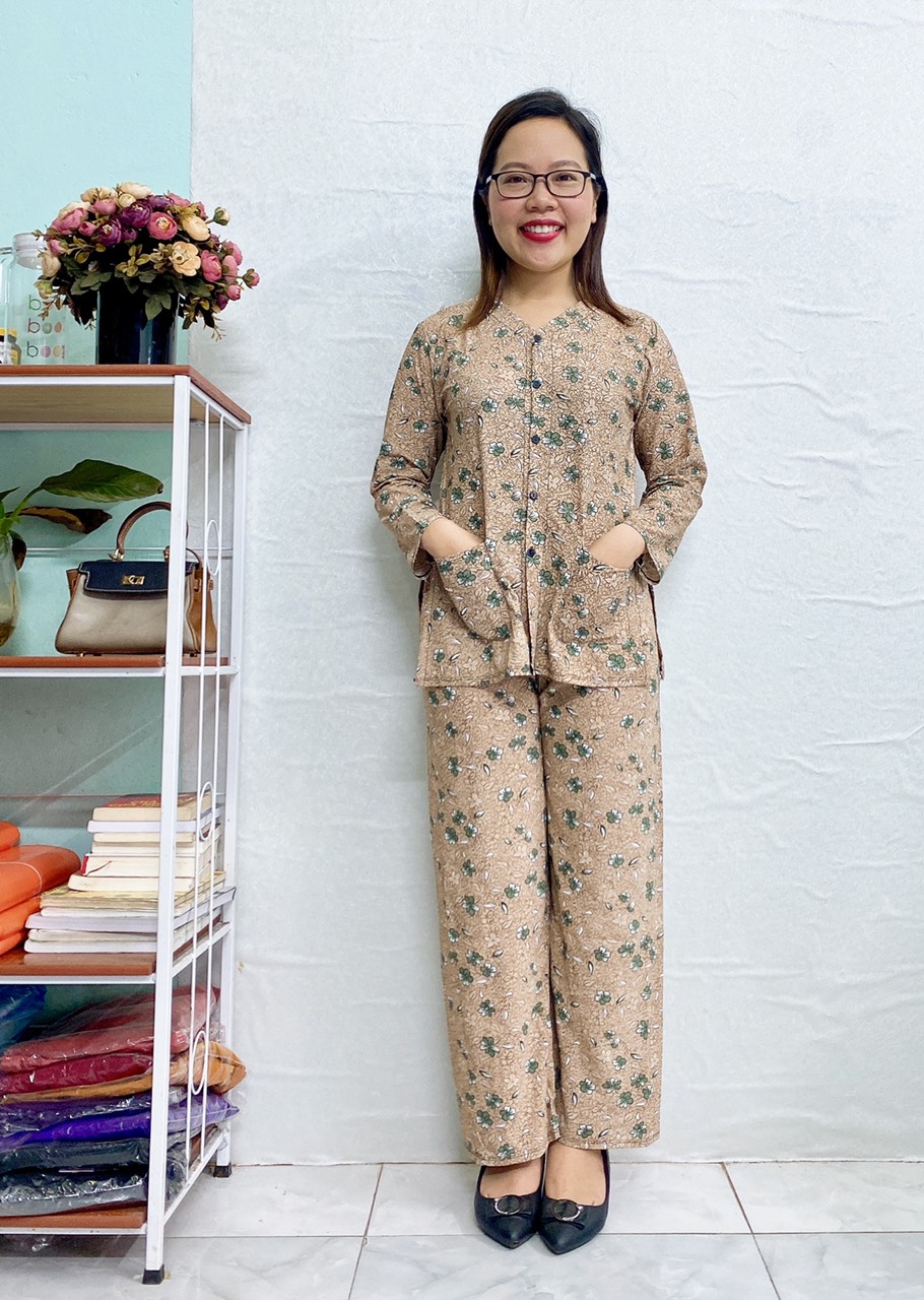 Bộ đồ Bà ba tay dài chất thun lạnh cho bà
