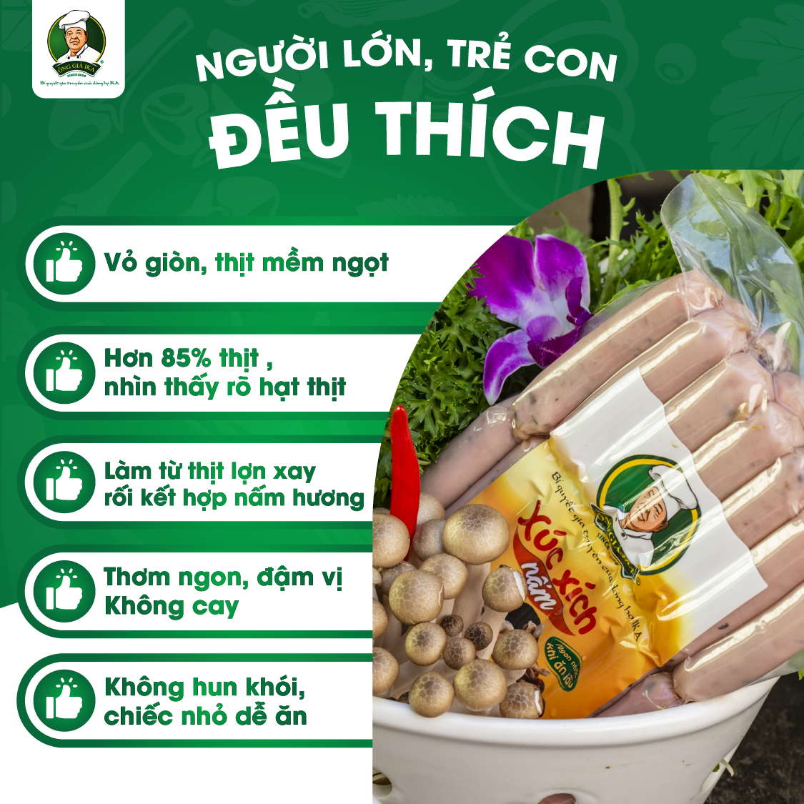 [ Chỉ giao HCM & Hà Nội ] Xúc xích Nấm 400g Ông già Ika