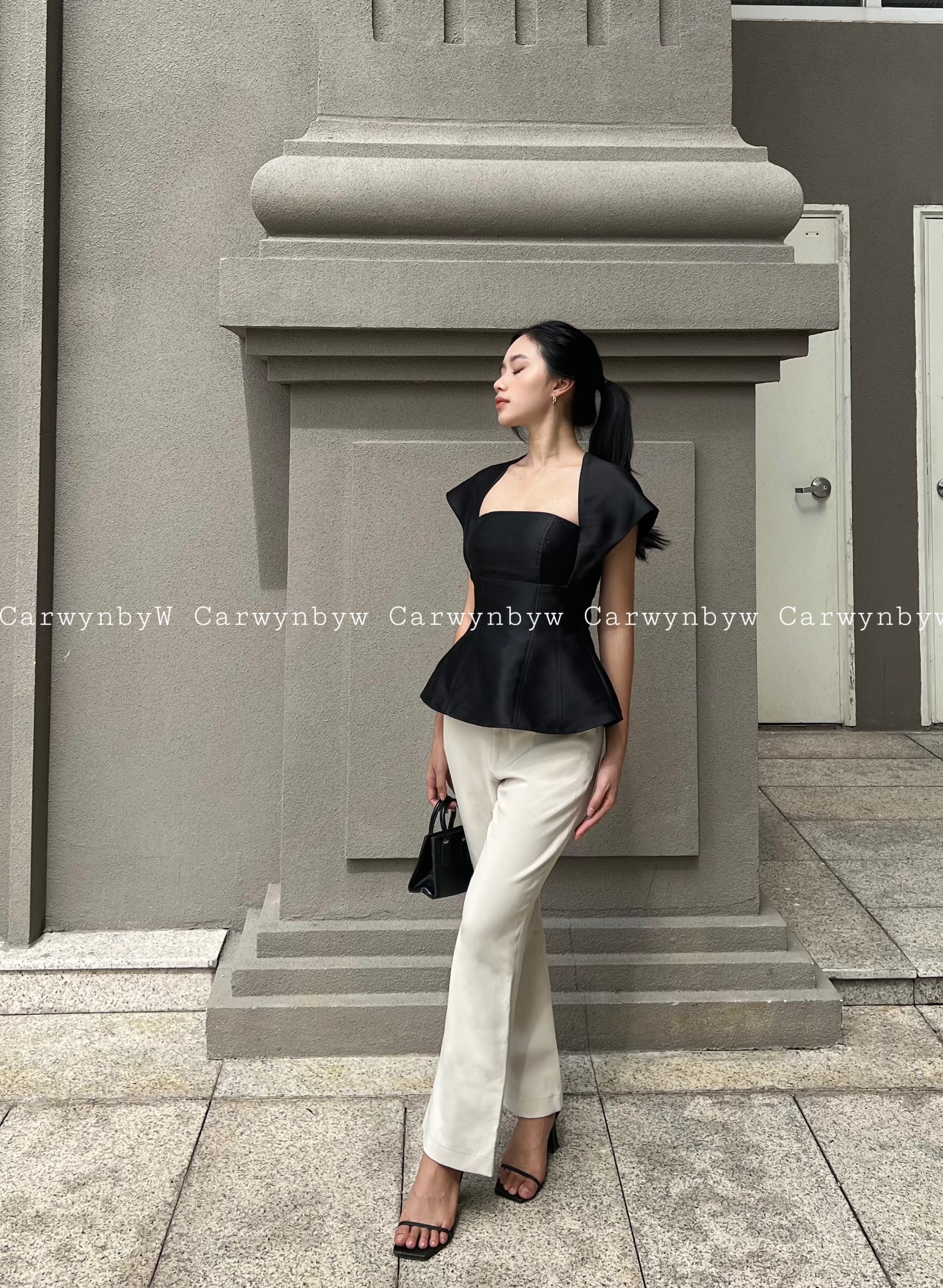 Áo Thiết Kế Peplum Cúp Ngực Tay Kiểu (Poly Top)