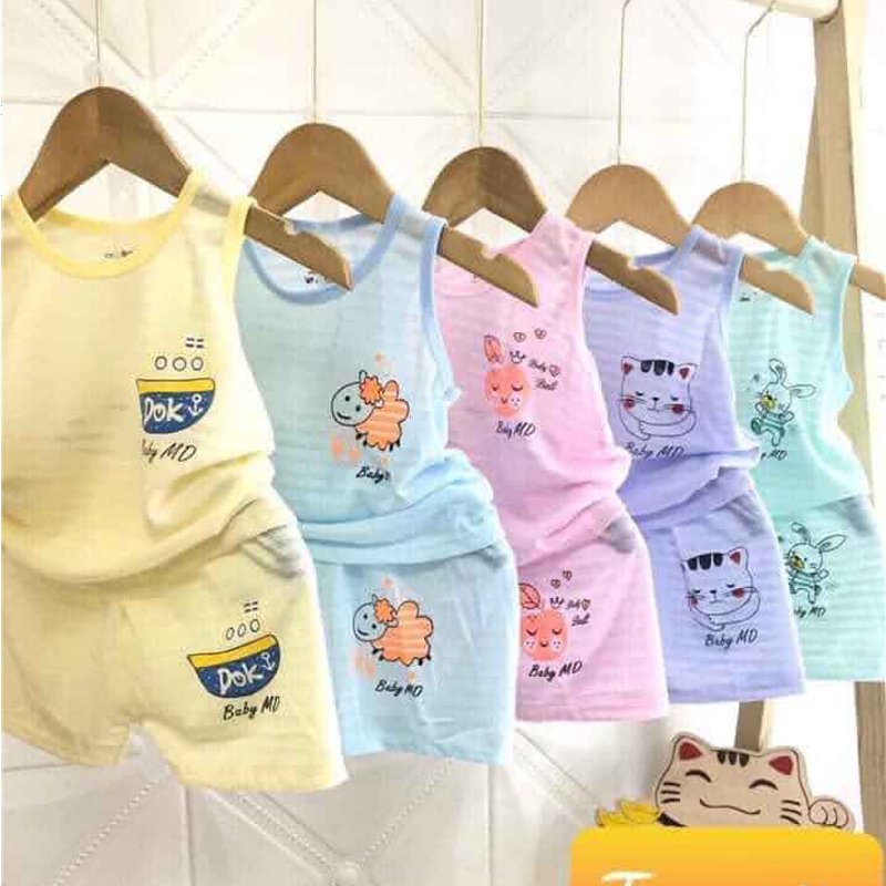 [Ảnh thật] Combo 5 bộ cotton cho bé trai bé gái