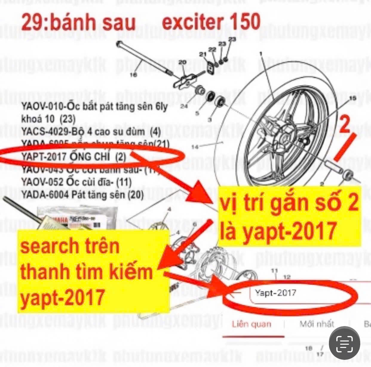 [Chính hãng Yamaha][8:BẦU LỌC GIÓ] YAPT-2016 Lọc gió-SIRIUS FI(14-20) (15)