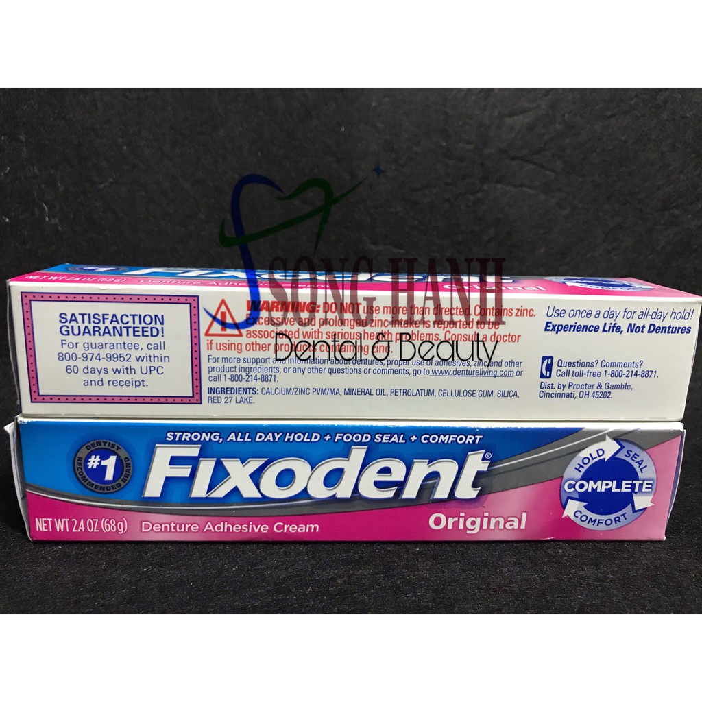 [1 TUÝT] Keo dán hàm tháo lắp Fixodent USA (68g)