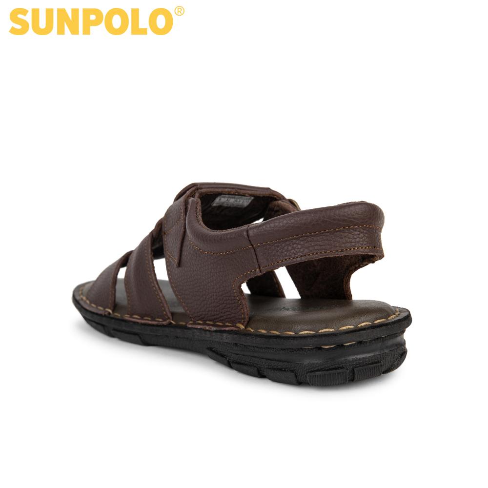 Men Leather SUNPOLO Sandals SDA023 (black, brown)