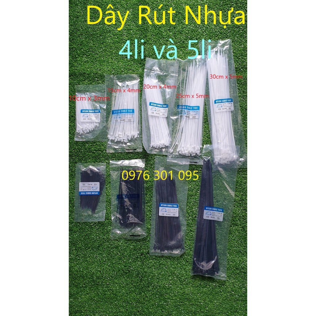 Dây Rút Nhựa 10cm/15cm/20cm/25cm/30cm [Trắng - Đen]