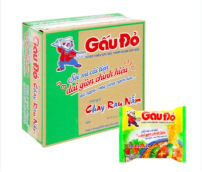 ( thùng 30 gói) Mì Gấu Đỏ chay rau nấm gói 62g