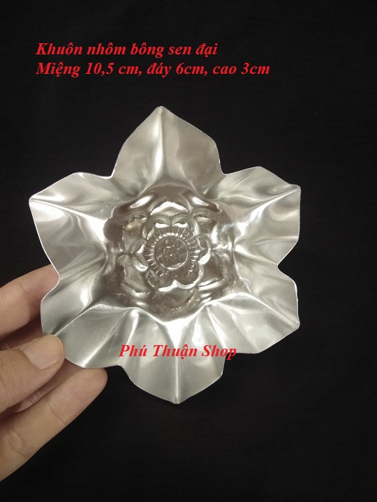 BỘ 10 KHUÔN NHÔM ĐỔ RAU CÂU, LÀM BÁNH BÒ BÁNH DA LỢN HÌNH SEN ĐẠI 10.5 CM