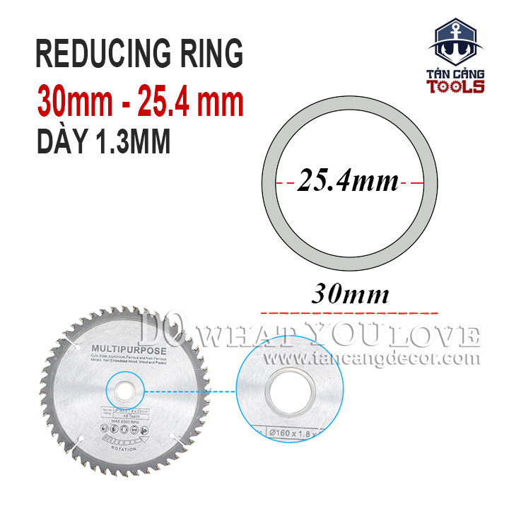 Vòng đệm / sơ mi chuyển cốt 30 mm xuống 25.4 mm dành cho lưỡi cưa