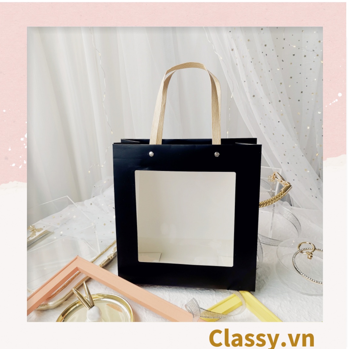 Classy Q902 XÉ LẺ Túi giấy hoặc Hộp quà gấp kích thước 23 * 23 * 8CM quà tặng hoạ tiết hoa lá rất đẹp và sang