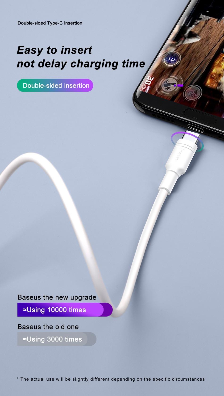 Cáp sạc nhanh Baseus Double Ring Type C cho Huawei/ Samsung S8/9, Note 8/9, Xiaomi (5A Huawei Super Quick charge / Quick Charge 3.0)