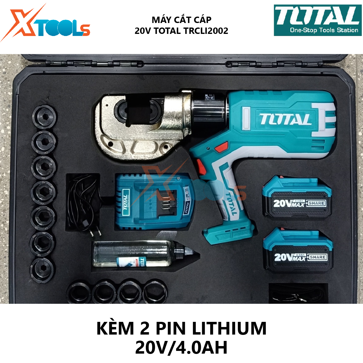 Cutting Machine hydraulic cable battery total TRCLI2002 cutting machine hydraulic cable 20V, 85mm, cutting force 60kn, 86mm, lithium battery 20V/4.0ah cut the power cables size large-high hardness, hydraulic system easy to use [xsafe] [Xtool]