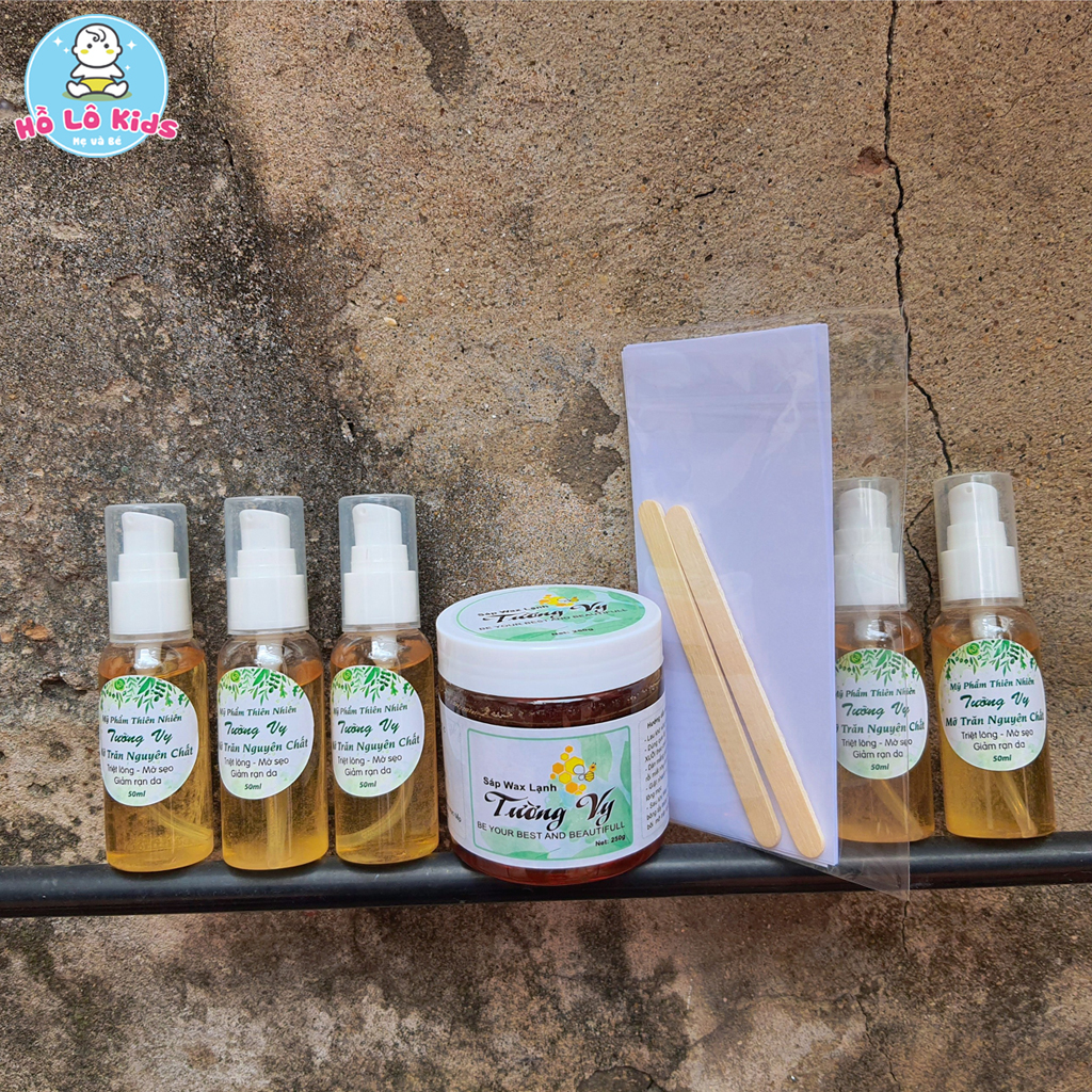 Set wax lông + mỡ trăn Tường Vy triệt lông vĩnh viễn sạch lông nách tay chân bikini Hồ Lô Kids