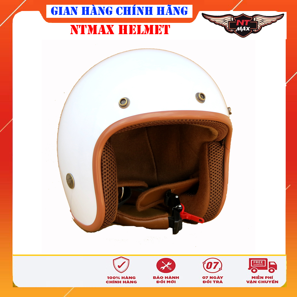 Mũ bảo hiểm NTMAX 3/4 trắng bóng