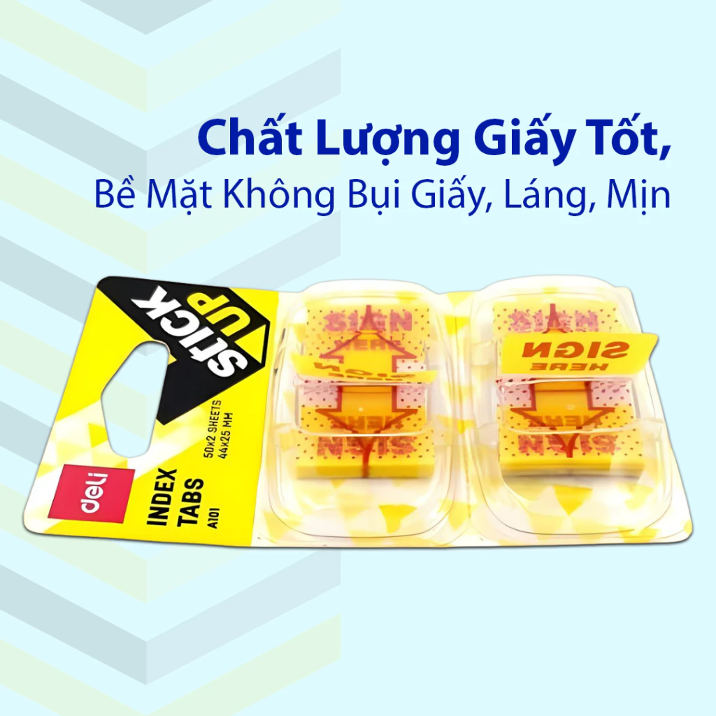 Giấy Note Đánh Dấu Trang Deli A101, Giấy Nhớ Sign Here Nhựa Plastic