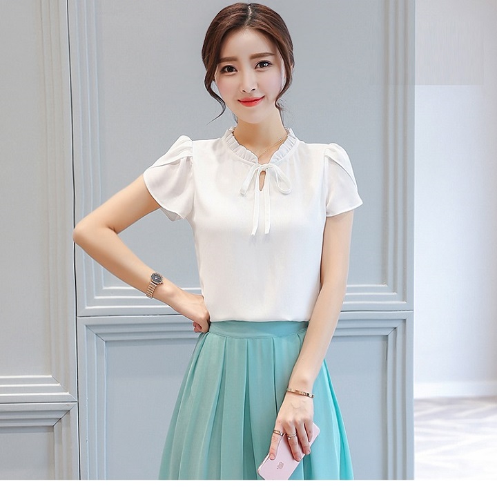 Áo kiểu nữ cổ bèo tay búp sen siêu đẹp