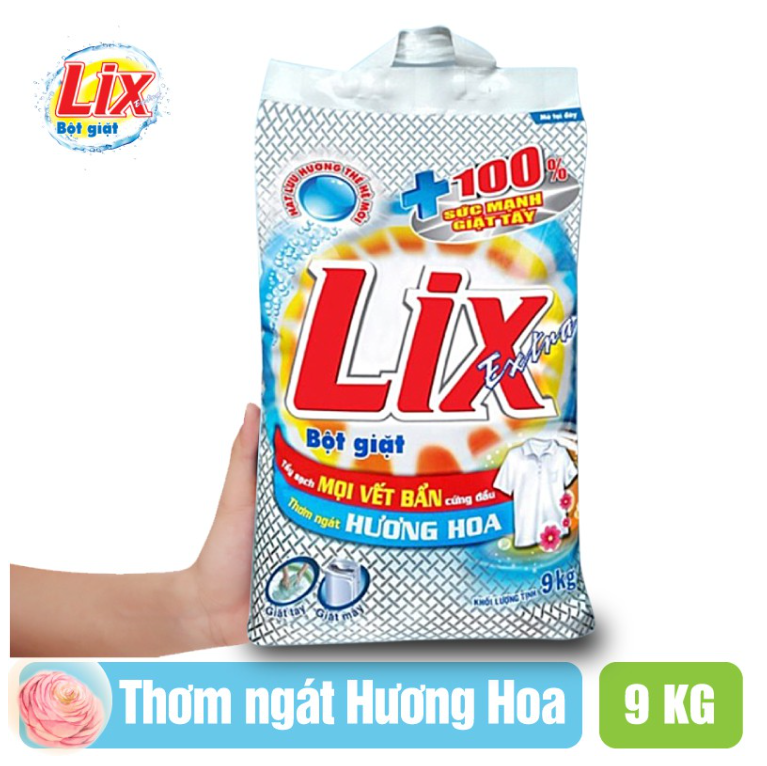 Bột giặt Lix 9kg hương Hoa - Tiết Kiệm