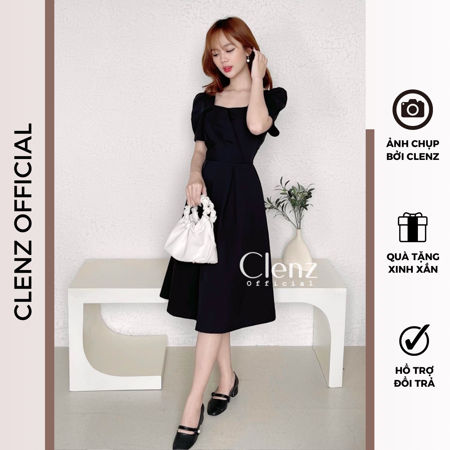 [ Clenz - Váy thiết kế cao cấp ] Đầm đen dáng dài dự tiệc dạo phố D09