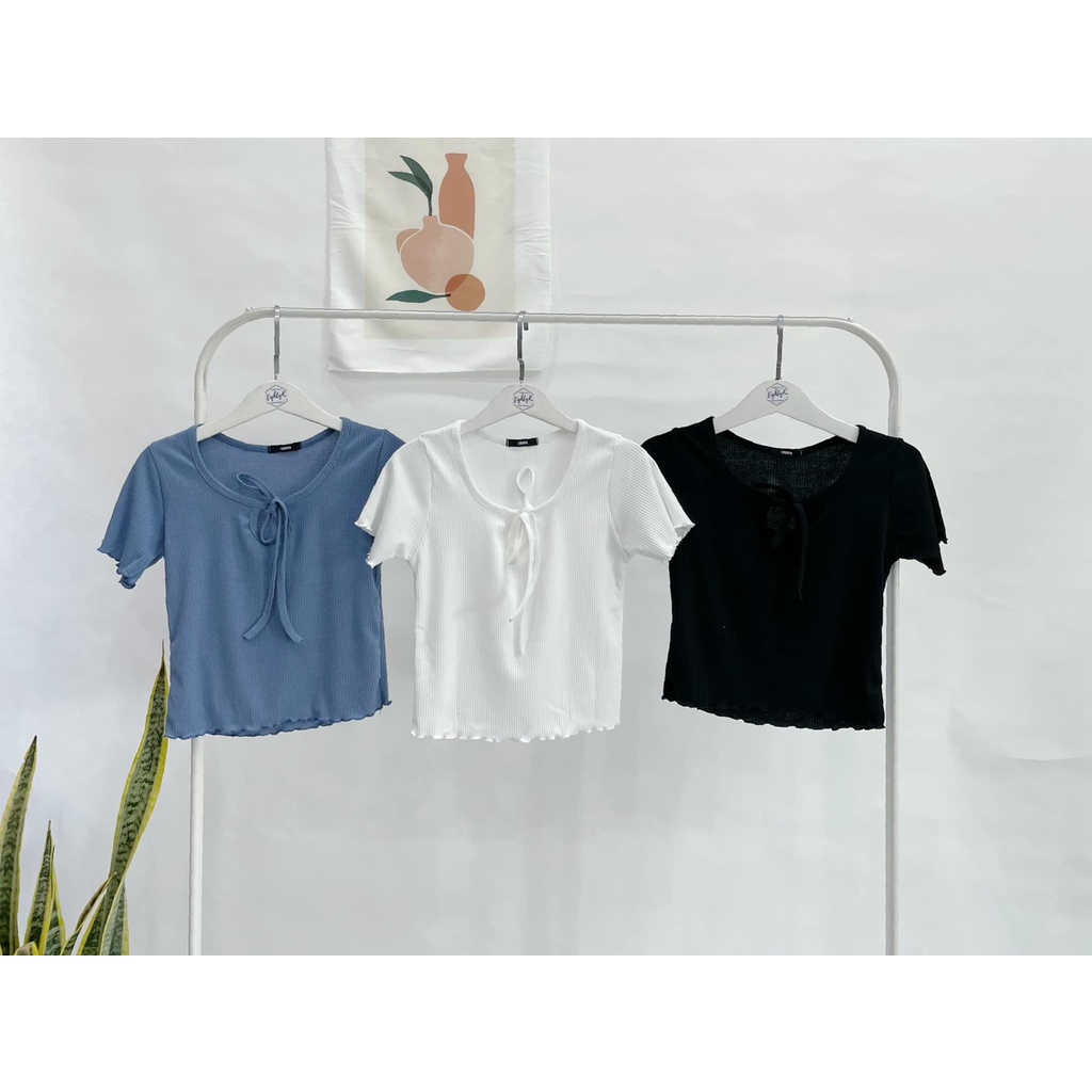 [EIGHTYK] Áo Croptop Tay Ngắn Phối Dây
