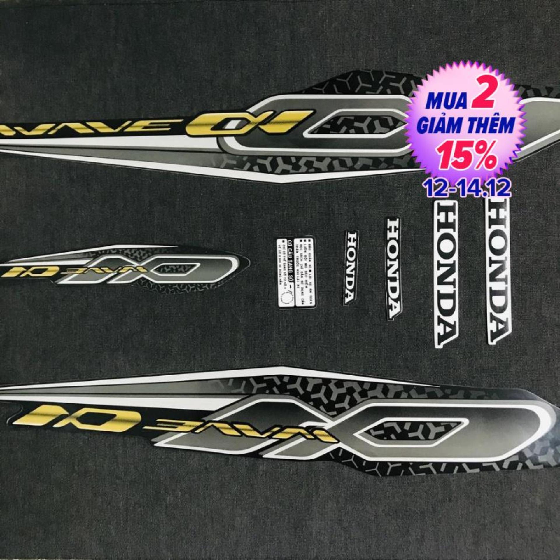 [HCM][WAVE ANPHA 2019] DECAL BỘ TEM RỜI TEM FULL MẪU ZIN CHO WAVE ANPHA 2019 MÀU ĐEN