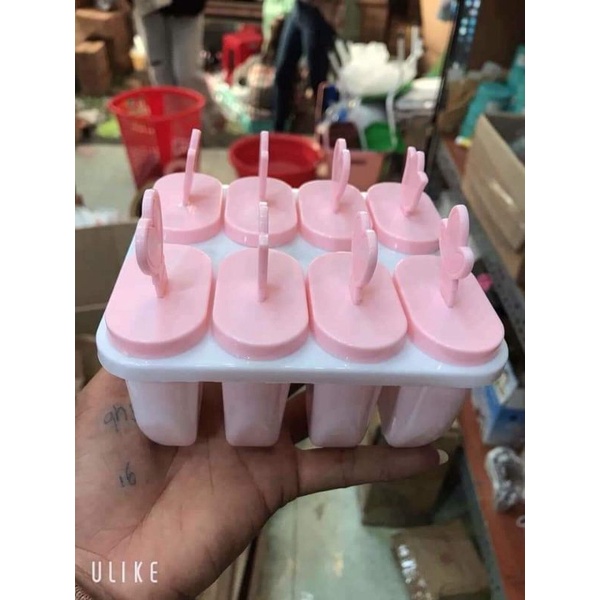 BỘ KHUÔN LÀM KEM KÈM QUE 8 NGĂN