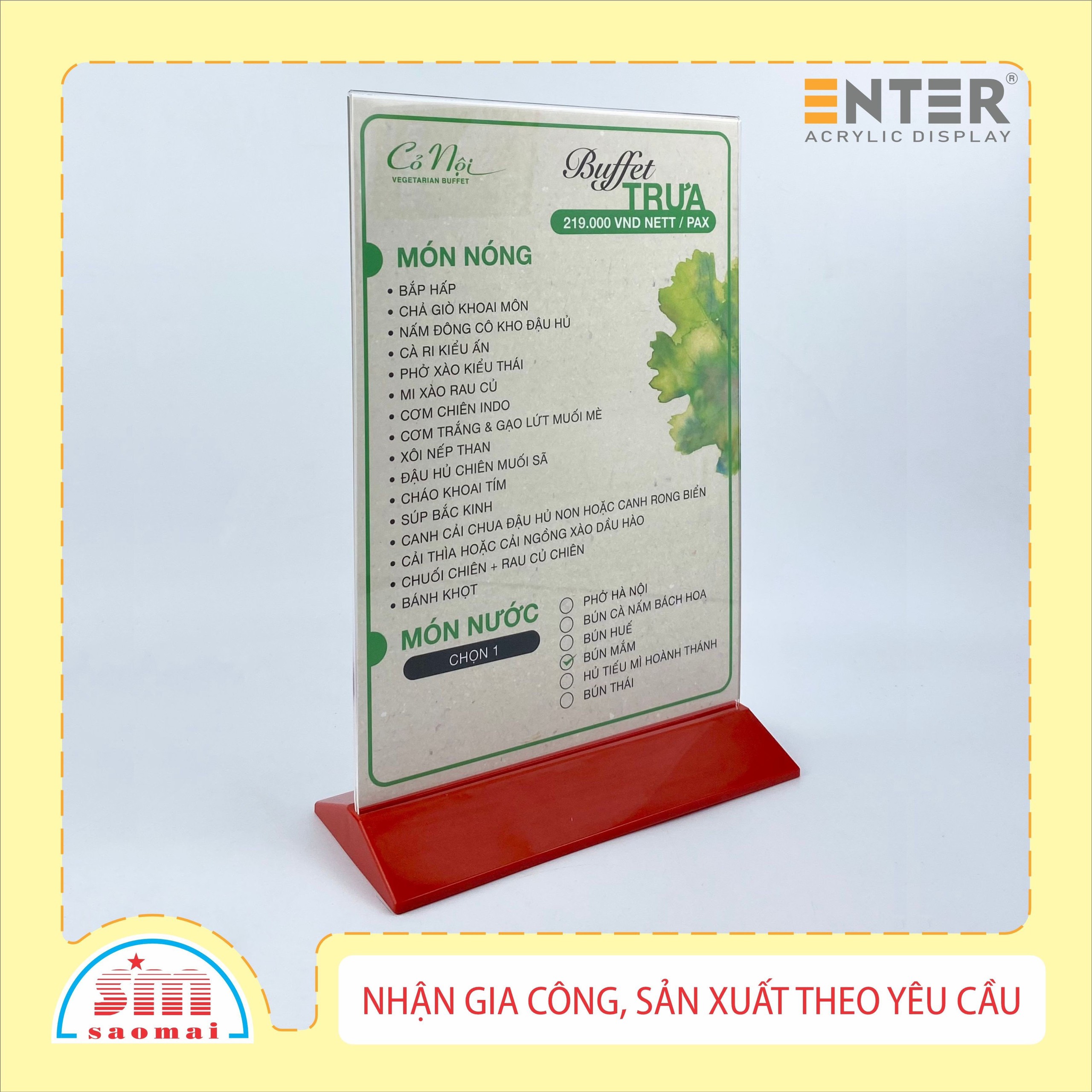 Kệ mica 2 mặt Enter E18 100x150mm đế màu, Kệ menu nhà hàng, Standee mica để bàn, Bảng quét mã QR Code (20)
