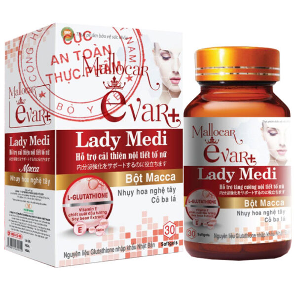 Mallocar Evar+ Lady Medi, hỗ trợ giảm các triệu chứng do suy giảm nội tiết tố nữ