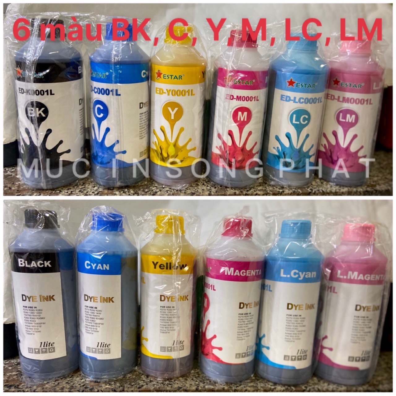 Bộ mực màu, mực nước in phun epson