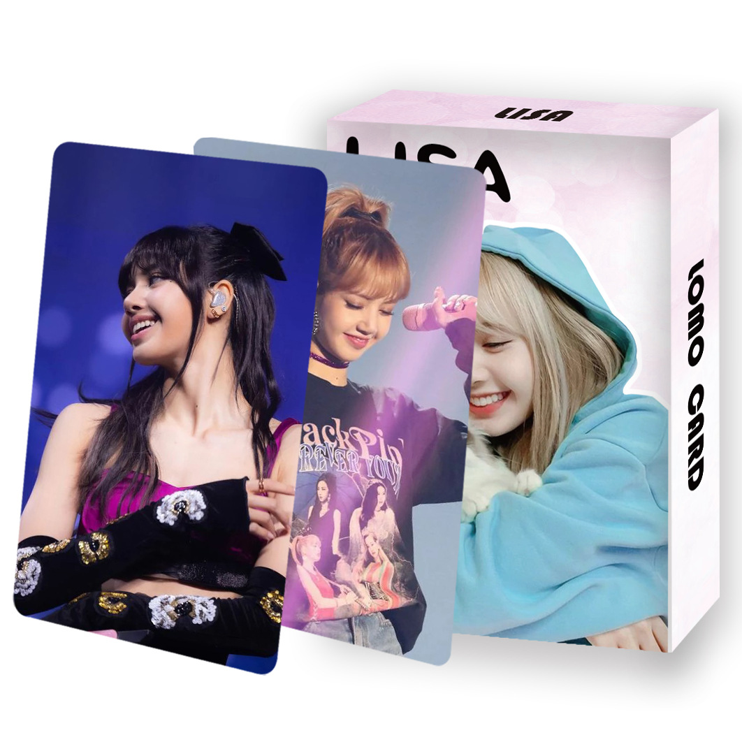 Thẻ Lomo card BlackPink bo góc LISA Album Thần Tượng Kpop - Áo Xanh Ôm Mèo