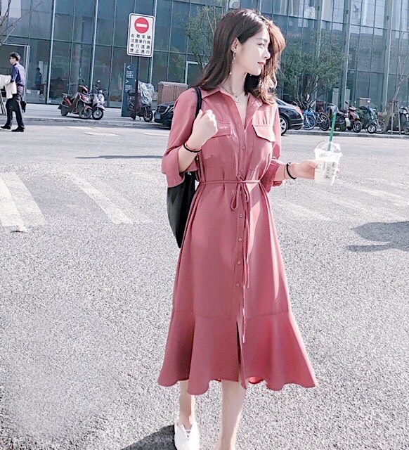 [HCM]Đầm hồng ruốc túi hộp (kèm hình thật nhà Bo)