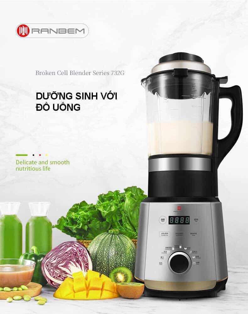 (+ tặng 101 công thức làm sữa hạt+sách hdsd tiếng việt)Máy xay sữa hạt đa năng RANBEM 732G - Model 2019( tiếng việt)
