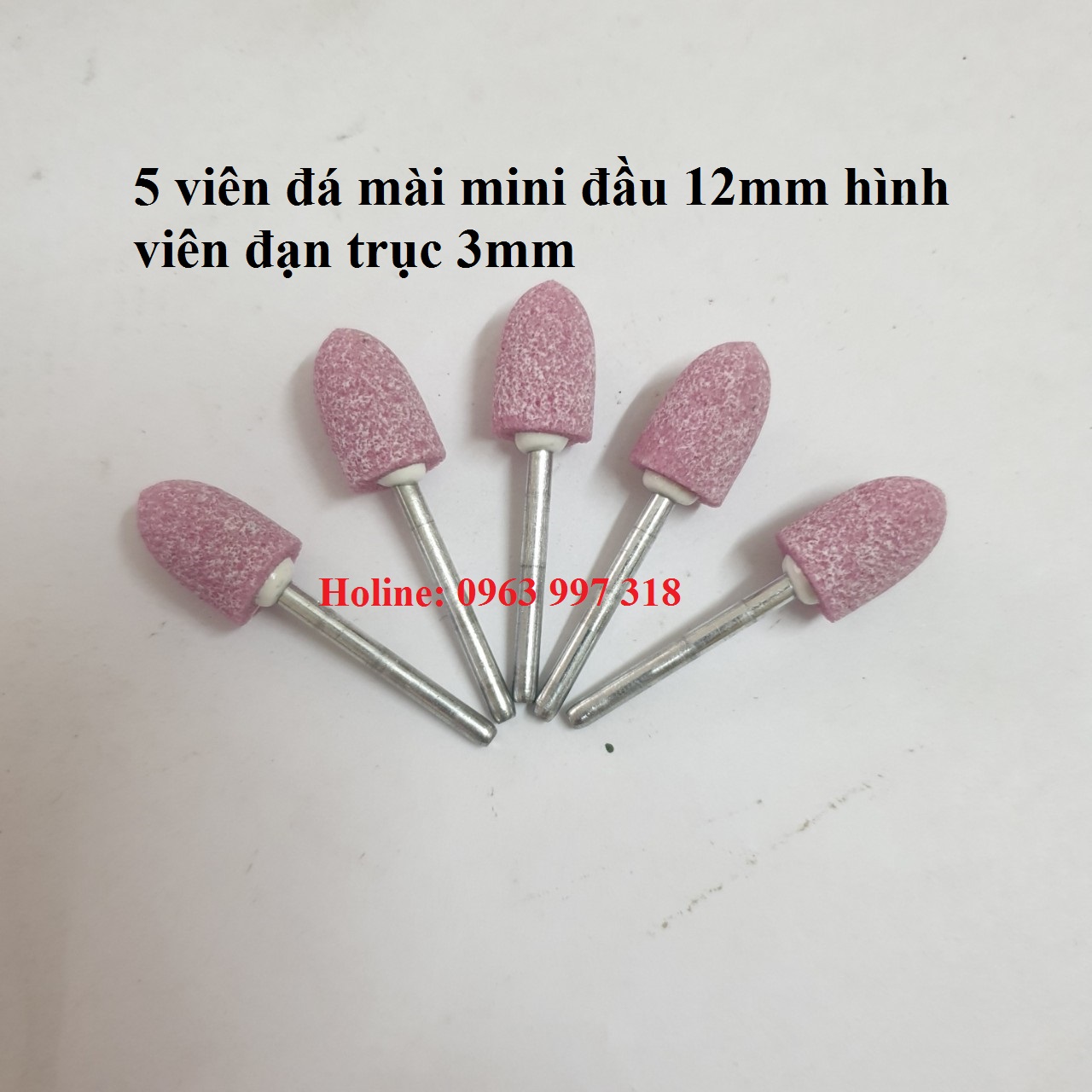 5 viên đá mài mini dùng cho máy khoan, máy mài khuôn - đá mài hình trụ tròn đầu trục 3mm đầu 12mm