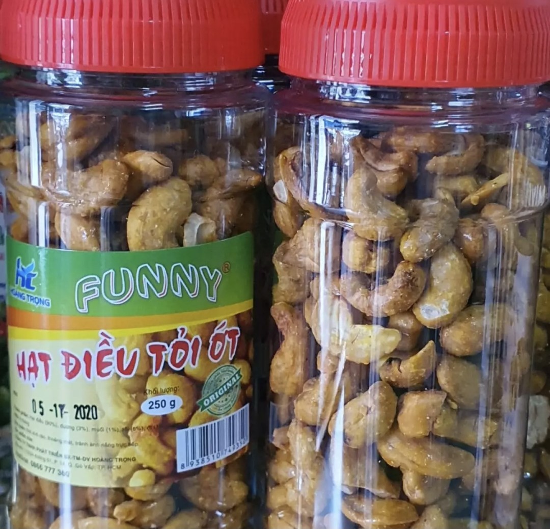 Hạt điều rang tỏi ớt FUNNY hủ 500gr